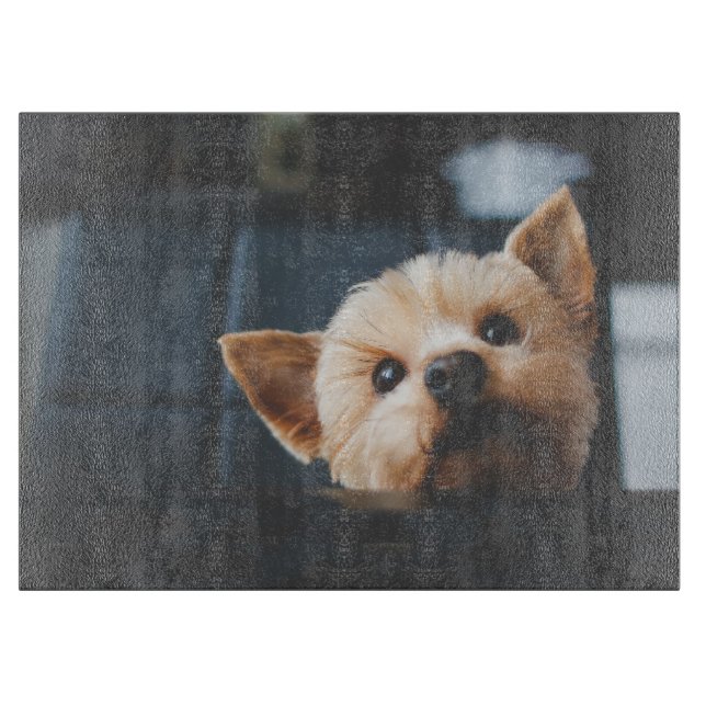 Cute Yorkshire Terrier Puppy Dog Cutting Board (Front)