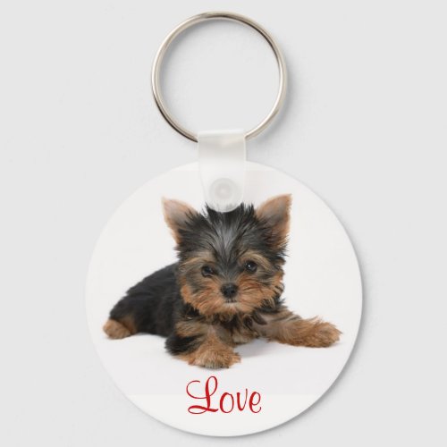 Cute Yorkshire Terrier Puppy Love Key Chain