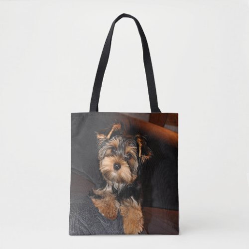 Cute Yorkshire Terrier Puppy Tote Bag