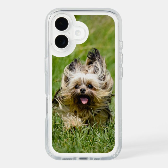 Cute Yorkshire Terrier Running Through Grass Speck iPhone Case (Front)