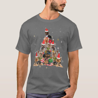 Cute Yorkshire Terrier Santa Hat Xmas Tree Dog Lov T-Shirt