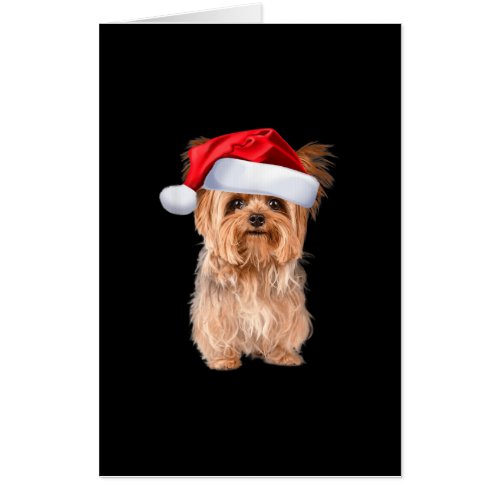 Cute Yorkshire Terrier Santa Puppy Christmas Card