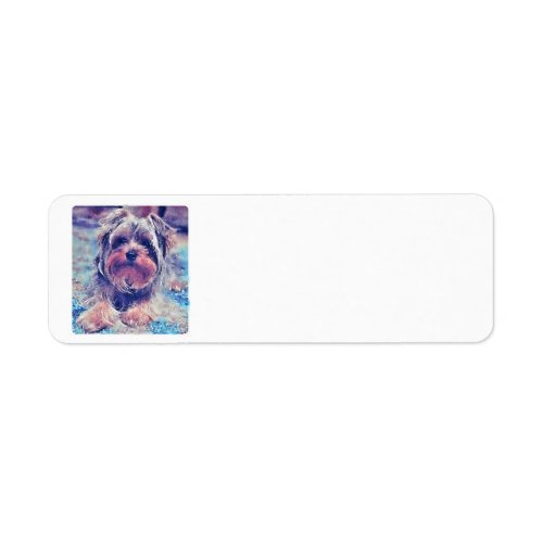 Cute Yorkshire Terrier Watercolor Label