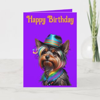 Cute Yorkshire Terrier Wearing a Hat