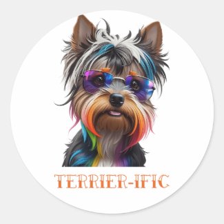 Cute Yorkshire Terrier Wearing Sunglasses