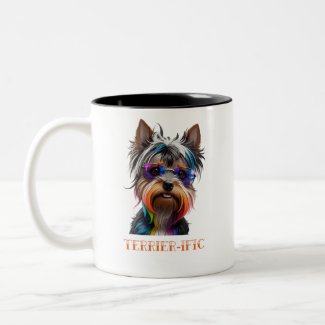 Cute Yorkshire Terrier Wearing Sunglasses