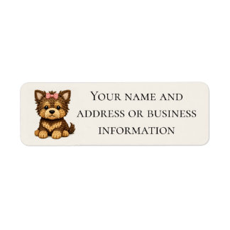 Cute Yorkshire Terrier with a bow Label
