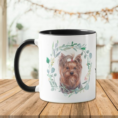 Cute Yorkshire Terrier Wreath Coffee Mug