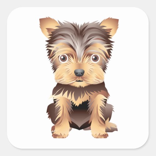 Cute Yorkshire Terrier Yorkie Puppy Dog Mom Dad Square Sticker