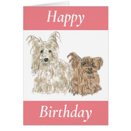 Cute Yorkshire Terriers Dogs Watercolor 