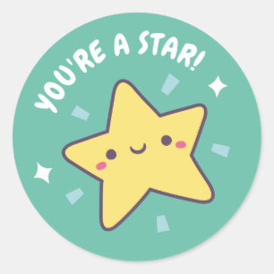 Cute You Are A Star Positive Reward Classic Round Sticker
