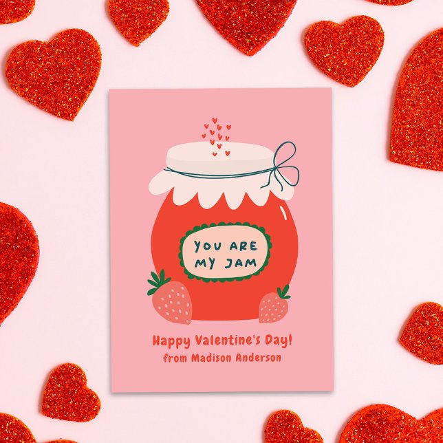 Cute You Are My Jam Classroom Valentine's Day Note Card (Creator Uploaded)