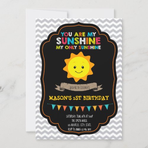 Cute you are my sunshine birthday invitation