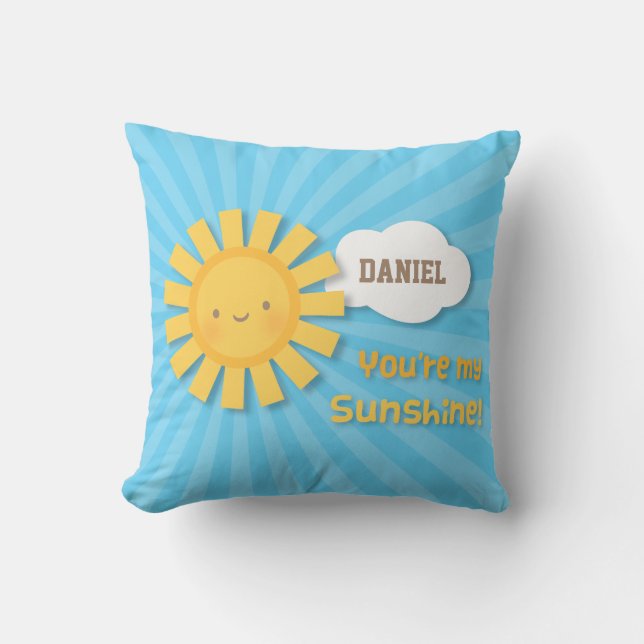 Cute You are my Sunshine Kids Room Decor Pillow (Front)