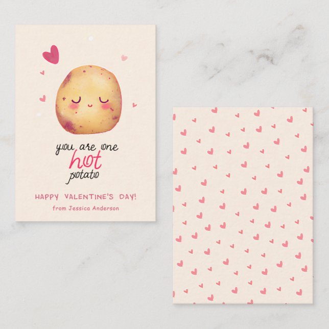 Cute You are one HOT Potato Classroom Valentine's Note Card (Front/Back)