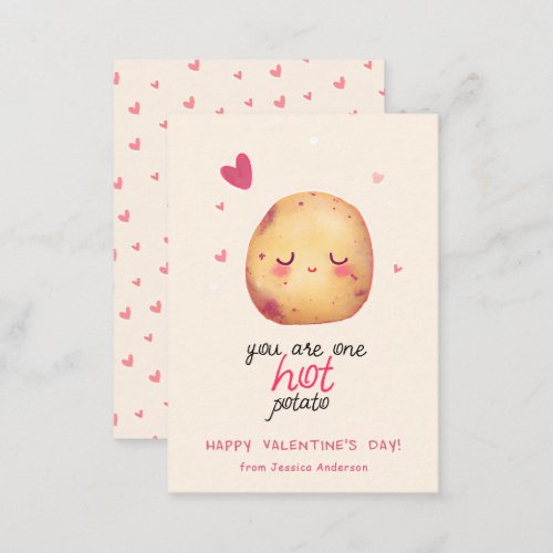 Cute You are one HOT Potato Classroom Valentines Note Card