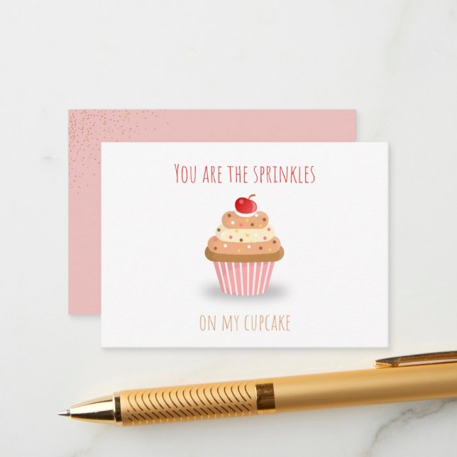 Cute You Are the Sprinkles on My Cupcake Card (Front/Back In Situ)