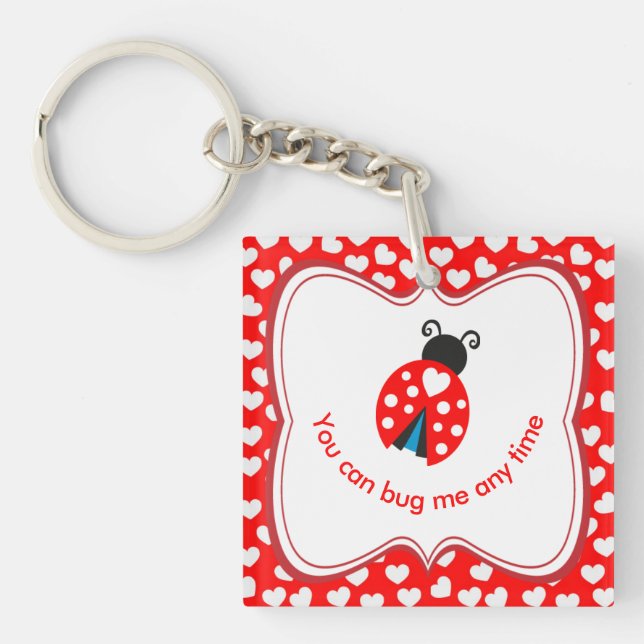 Cute 'You can bug me any time' and 'I Love You' Keychain (Front)