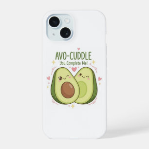 Cute You Complete Me Kawaii Avocado Couple iPhone 15 Case
