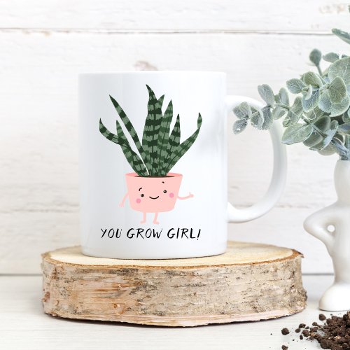 Cute You Grow Girl Funny Plant Lover Two_Tone Coffee Mug