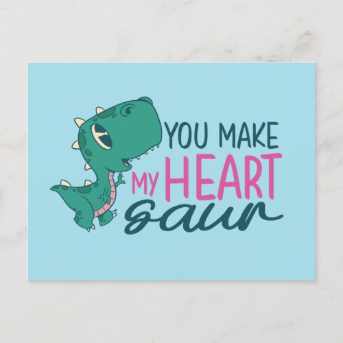 Cute You Make My Heart Saur Funny Valentines Day Postcard