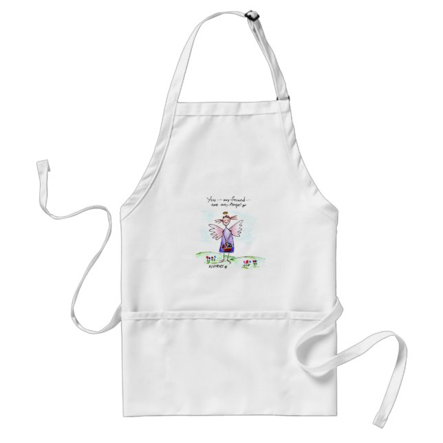 Cute "You My Friend" are an Angel Adult Apron (Front)