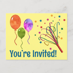 Cute you’re invited happy birthday postcards