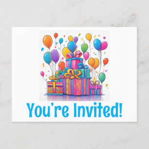 Cute you’re invited happy birthday postcards