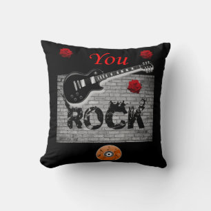 Cute You Rock Guitar Throw Pillow 