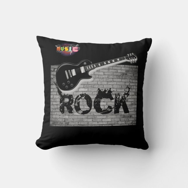 Cute You Rock Throw Pillow Guitar (Front)