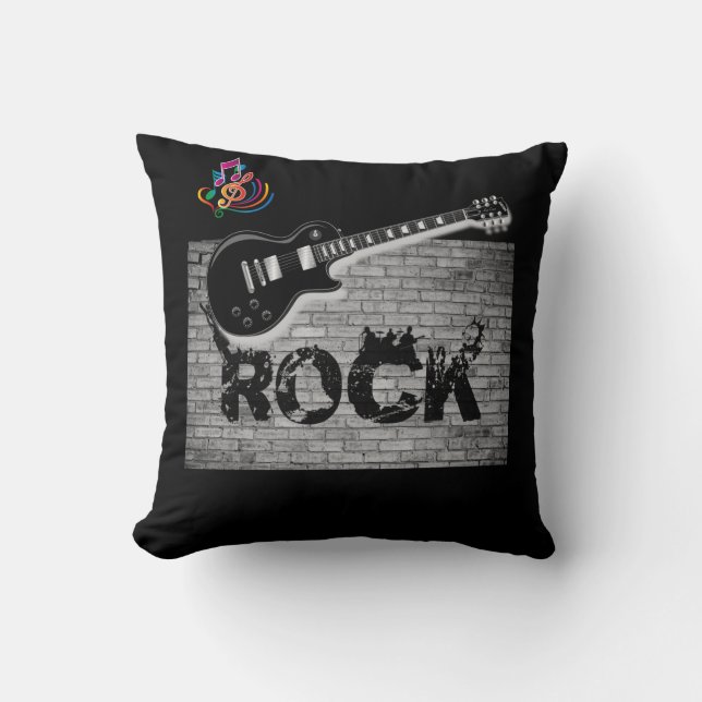 Cute You Rock Throw Pillow Guitar (Front)