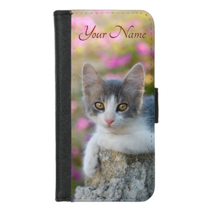 Cute Young Bicolor Cat Kitten Fluffy Photo - Name iPhone 8/7 Wallet Case