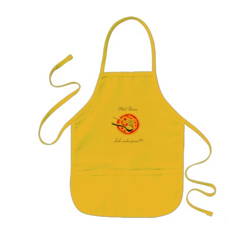 Cute Young Cook Chef Custom Text Kids Pizza Apron