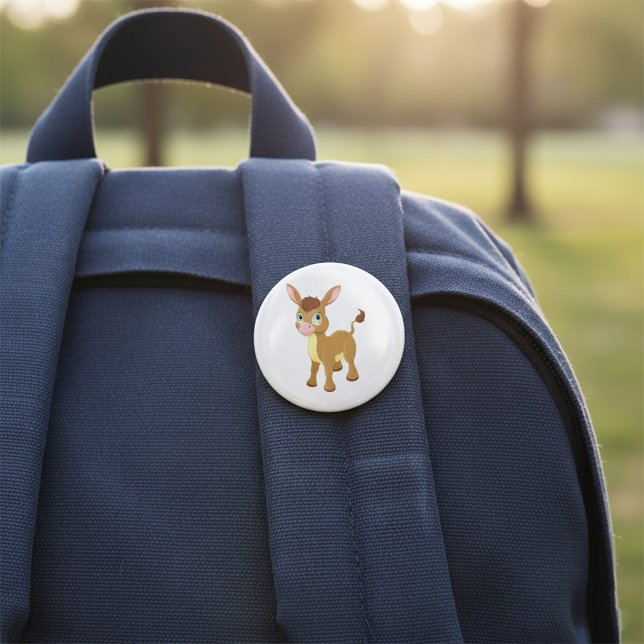 Cute Young Donkey with Big Blue Eyes Button (Creator Uploaded)