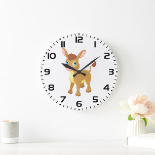 Cute Young Donkey with Big Blue Eyes Large Clock