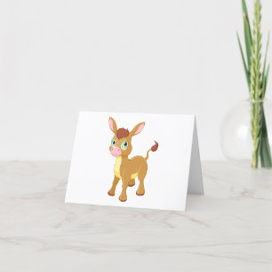 Cute Young Donkey with Big Blue Eyes Letterpress Thank You Card