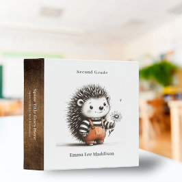 Cute Young Hedgehog Holding Daisy Sketch 3 Ring Binder