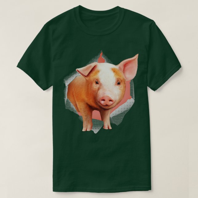 Cute Young Mini Pig Illustration T-Shirt (Design Front)