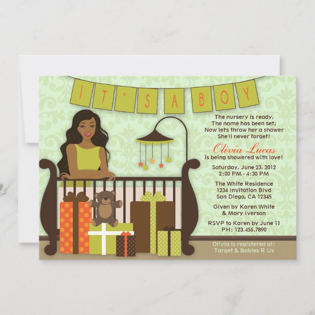 Cute Young Mom in Nursery Baby Shower Invite (Front)