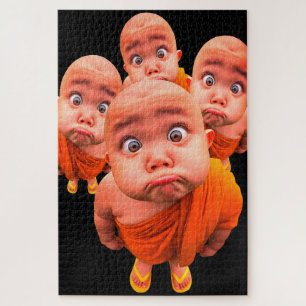Cute Young Monk Minimalist Orange Robe Jigsaw Puzzle