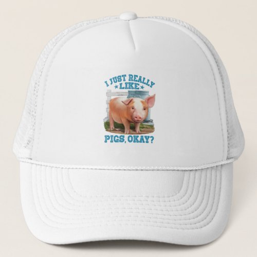 Cute Young Pig Farm Motive Trucker Hat