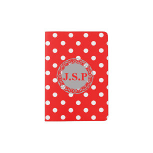 Cute Young Red White Polka Dot Pattern Monogram Passport Holder