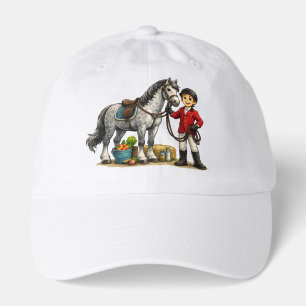 Cute Young Rider With Dapple Gray Horse Art Hat