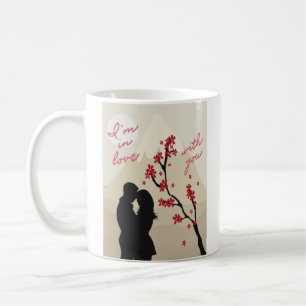 Cute young romantic couple in love, love story coffee mug