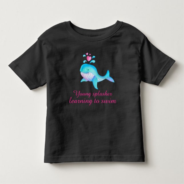 Cute young splasher girls pink aqua whale t-shirt (Front)