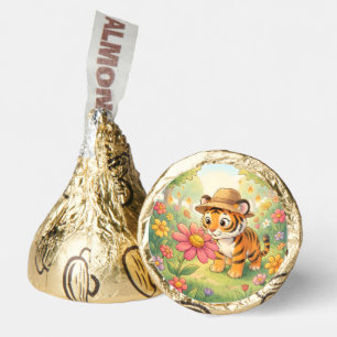 Cute young tiger with hat in garden hershey®'s kisses®