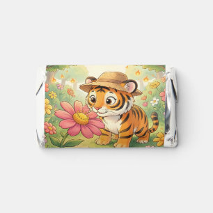 Cute young tiger with hat in garden hershey's miniatures