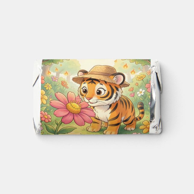 Cute young tiger with hat in garden hershey's miniatures (Front)
