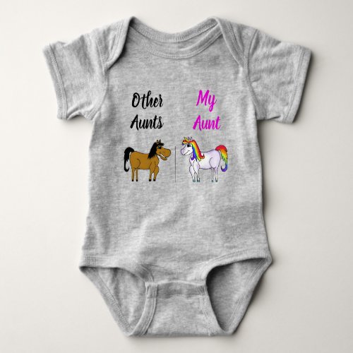 Cute Your Aunt My Aunt Horse Unicorn Funny Newborn Baby Bodysuit