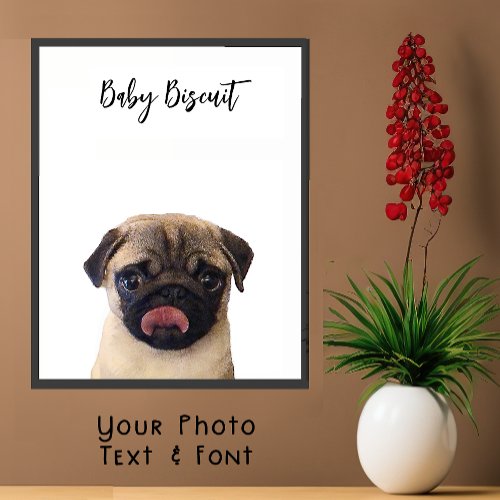 Cute Your Dog Pet Pug Portrait Your Color Font Poster
